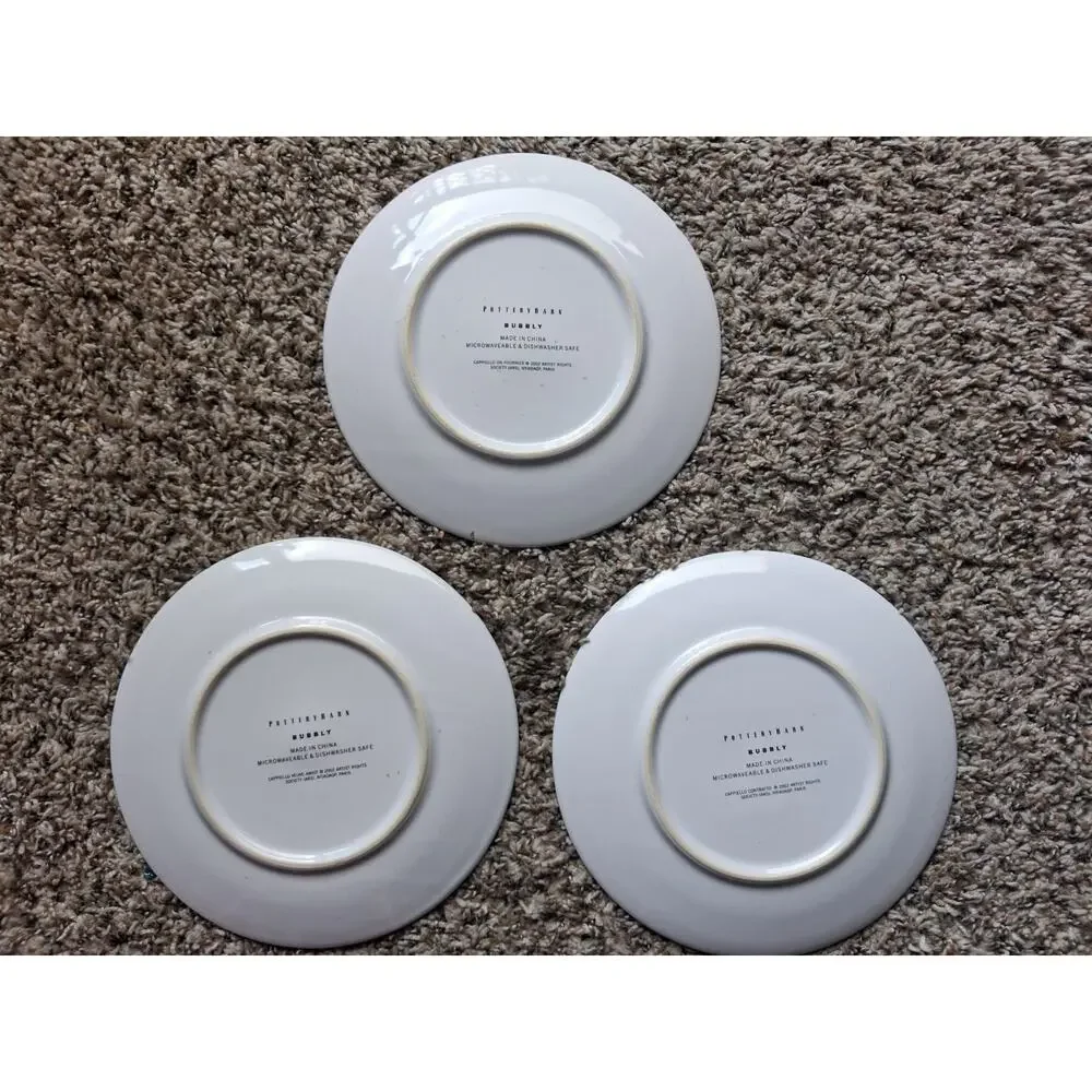 Pottery Barn Bubbly Art Deco Plates Set 3 Cappiello Contratto Veuve Amiot